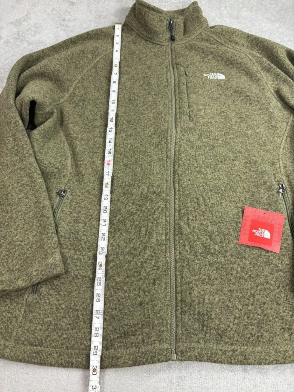 The North Face Krestwood Sweater Mens XL Green Knit Mock Neck Full Zip Outdoor